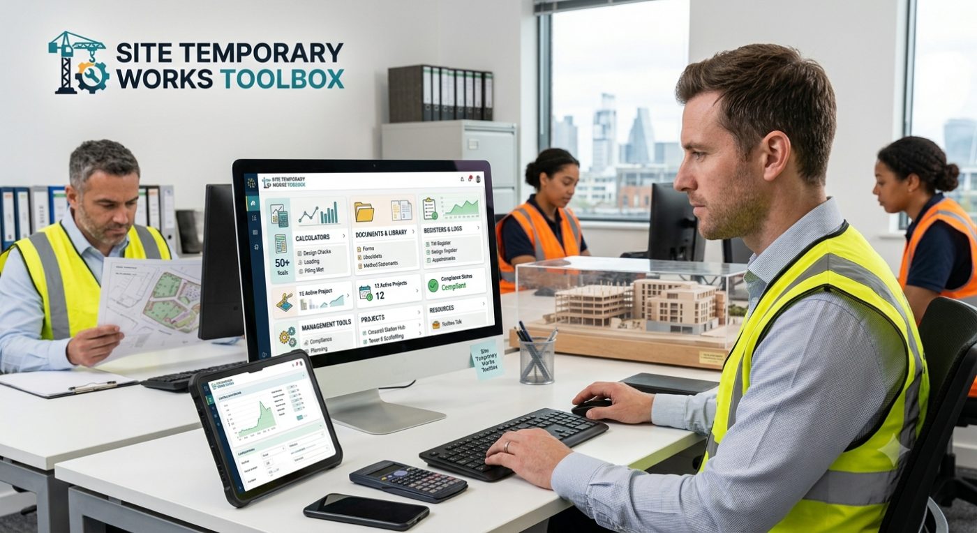 Engineering team using the Temporary Works Toolbox in the office